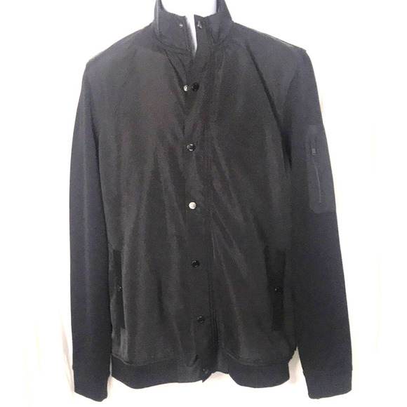Ted Baker Black Tall Fit light weight Full Zip and Snap Bomber jacket size 4 - Picture 2 of 12